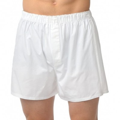 Boxers Big and Tall All Cotton Luxury Boxer Shorts - White - C211HPAYBLN