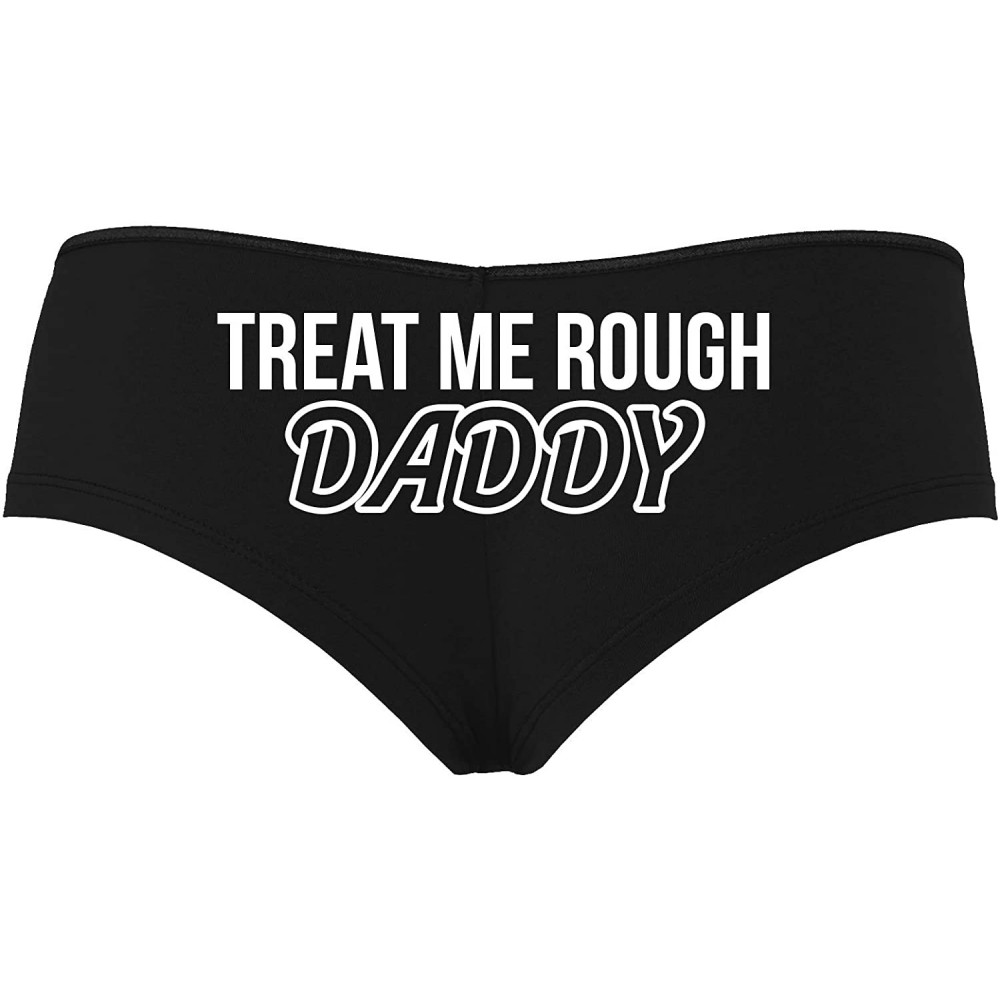 Panties Treat Me Rough Daddy Spank Dominate Black Boyshort Panties - White - CB195A6EKX3