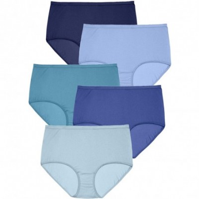 Panties Women's Plus Size 10-Pack Nylon Full-Cut Brief Underwear - Blue Multi Pack (0542) - CQ197EX6C4U