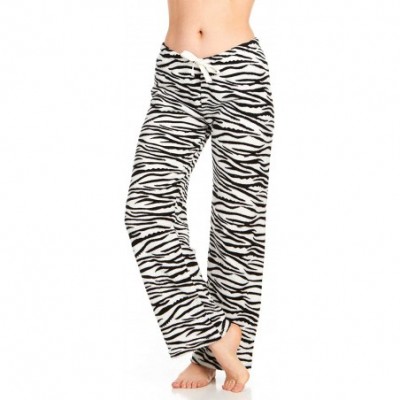 Bottoms Women's Super-Soft Plush Fleece Pajama Bottoms/Printed Lounge Pants - Black White Waves - CZ18OXZY7A7