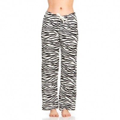 Bottoms Women's Super-Soft Plush Fleece Pajama Bottoms/Printed Lounge Pants - Black White Waves - CZ18OXZY7A7