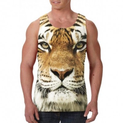 Undershirts Men's Soft Tank Tops Novelty 3D Printed Gym Workout Athletic Undershirt - Wild Tiger - CV19D7Z0A0H