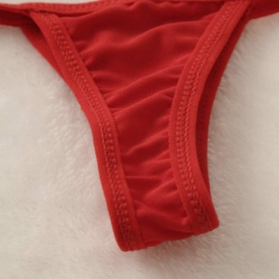 Thermal Underwear Sexy Women Lace V-String Briefs Panties Thongs G-String Lingerie Underwear - Red - CZ199UU24KD