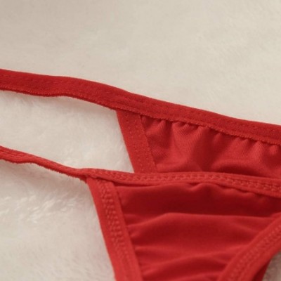 Thermal Underwear Sexy Women Lace V-String Briefs Panties Thongs G-String Lingerie Underwear - Red - CZ199UU24KD