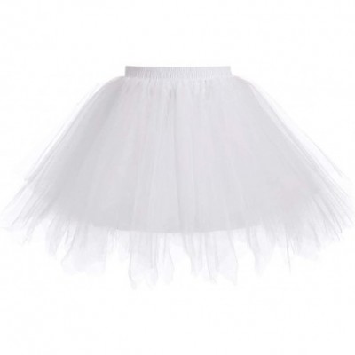 Slips Women 1950s Short Tulle Petticoat Ballet Bubble Tutu - White - CD18U9GUDDG