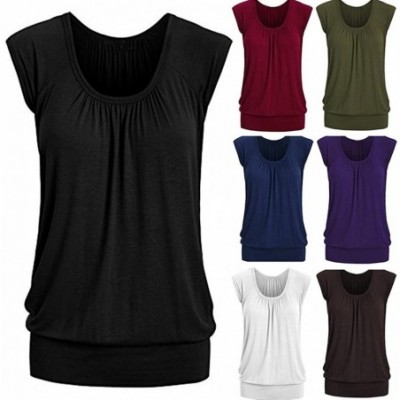 Thermal Underwear Women Summer Casual Tops Round Neck Solid T-Shirt Short Sleeve Blouse - Black - CX18GHYDUG7