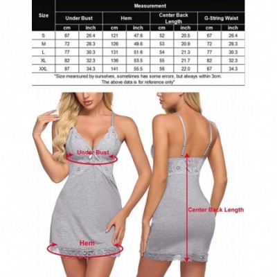 Nightgowns & Sleepshirts Women Chemise Lingerie Full Slip Lace Babydoll Sleepwear Nightgown Dress - Grey - C7197D3HUT7