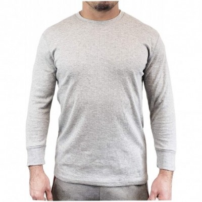 Thermal Underwear Men's USA Classic Design Fleece Lined Base Layer Performance Top Long Sleeve Shirts - Grey - CU18MILGU55