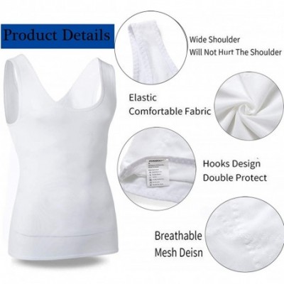 Shapewear Mens Slimming Body Shaper Vest Chest Compression Shirt Abs Slim Tank Top Undershirt - White - C318ZZ6AQZN