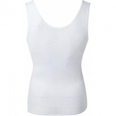 Shapewear Mens Slimming Body Shaper Vest Chest Compression Shirt Abs Slim Tank Top Undershirt - White - C318ZZ6AQZN