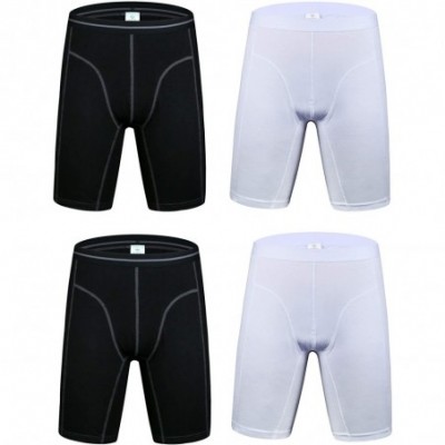 Boxer Briefs Pack of 4 Mens Cotton Long Leg Underwear Sports Performance Boxer Briefs No Ride up - 4 Pack black-white - CU18I...