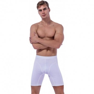 Boxer Briefs Pack of 4 Mens Cotton Long Leg Underwear Sports Performance Boxer Briefs No Ride up - 4 Pack black-white - CU18I...