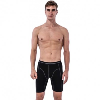 Boxer Briefs Pack of 4 Mens Cotton Long Leg Underwear Sports Performance Boxer Briefs No Ride up - 4 Pack black-white - CU18I...