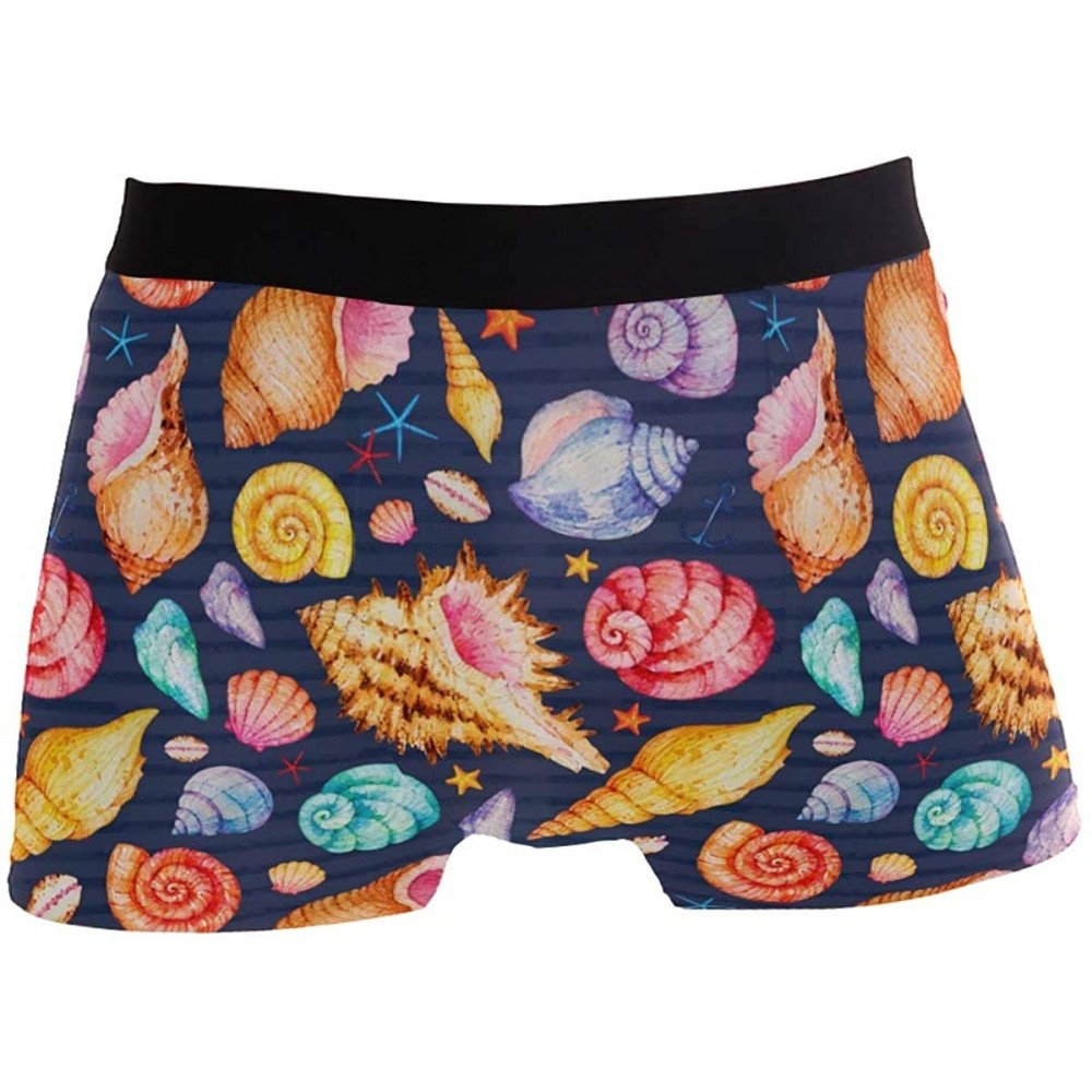 Boxer Briefs Stretchy Fashion Men's Underwear Boxer Briefs Breathable Summer Sports - Multicolour-tropical Seashells - CI18RE...