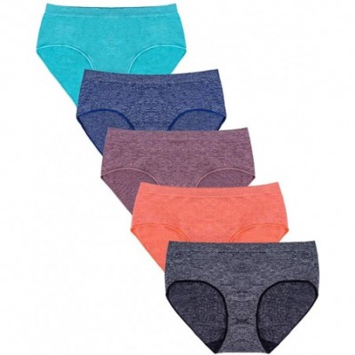 Panties Women's Hipster Panties Seamless Nylon Bikini Panties Soft Stretch Underwear 5 Pack - 5 Pack(grass Green-blue-light C...