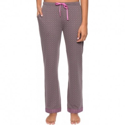 Bottoms Womens Double Layer Knit Jersey Lounge Pants - Polka Dots Charcoal/Pink [With Cuffs] - CA12JV966CX