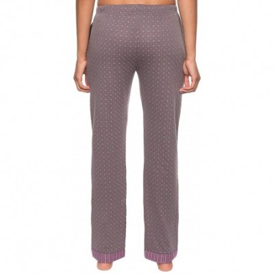 Bottoms Womens Double Layer Knit Jersey Lounge Pants - Polka Dots Charcoal/Pink [With Cuffs] - CA12JV966CX