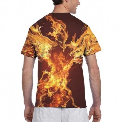 Undershirts Basic Short Sleeve T-Shirts Tops for Men Boys Teens Adult- Big and Tall Sizes - Golden Red Burning Phoenix Volcan...