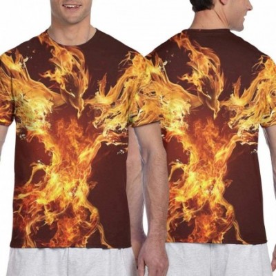 Undershirts Basic Short Sleeve T-Shirts Tops for Men Boys Teens Adult- Big and Tall Sizes - Golden Red Burning Phoenix Volcan...