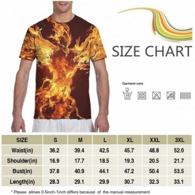 Undershirts Basic Short Sleeve T-Shirts Tops for Men Boys Teens Adult- Big and Tall Sizes - Golden Red Burning Phoenix Volcan...