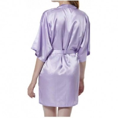 Robes Women Solid Colored Cardi Short Wrap Robe Wrap Loungewear Sleep Robe AS1 S - As1 - CG19DCSQG6D