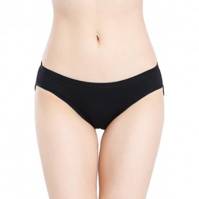 Panties Women Comfort Cotton Stretch Bikini Cut Panties Multi Pack Breathable Underwear - 4 Black - CY12O0G1ZY7