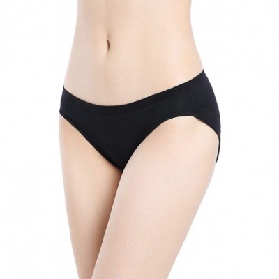 Panties Women Comfort Cotton Stretch Bikini Cut Panties Multi Pack Breathable Underwear - 4 Black - CY12O0G1ZY7