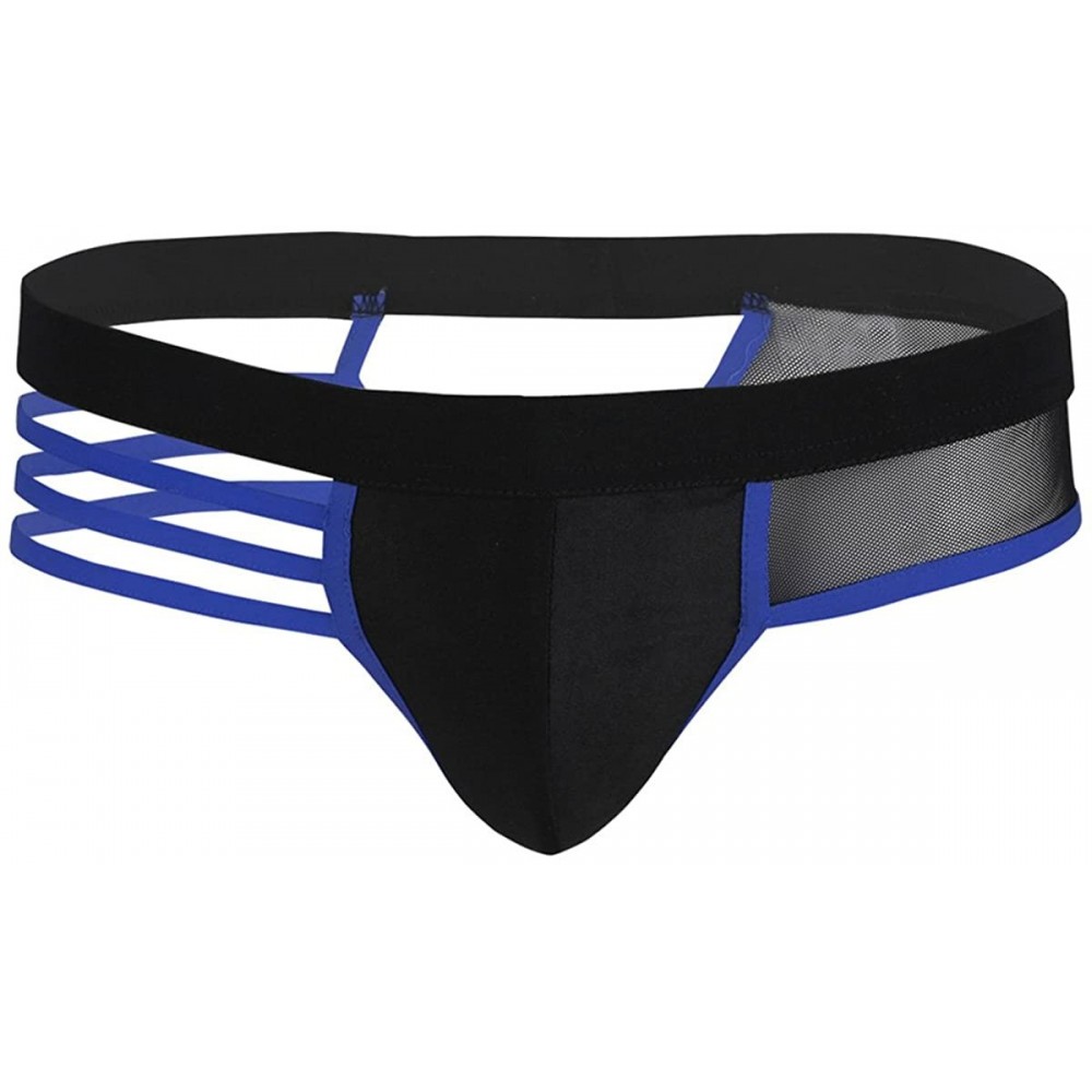 G-Strings & Thongs Men's Sexy Lingerie Bandage Hollowed-Out Thongs G-Strings Underwear - Blue - CQ192W490RY