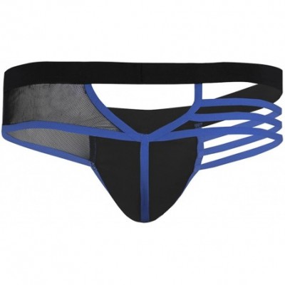 G-Strings & Thongs Men's Sexy Lingerie Bandage Hollowed-Out Thongs G-Strings Underwear - Blue - CQ192W490RY