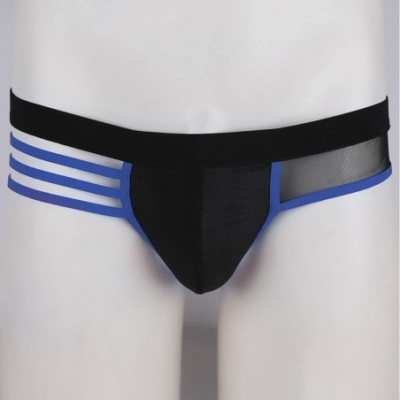 G-Strings & Thongs Men's Sexy Lingerie Bandage Hollowed-Out Thongs G-Strings Underwear - Blue - CQ192W490RY