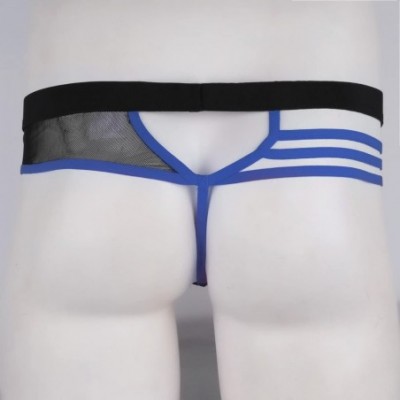 G-Strings & Thongs Men's Sexy Lingerie Bandage Hollowed-Out Thongs G-Strings Underwear - Blue - CQ192W490RY