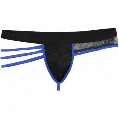 G-Strings & Thongs Men's Sexy Lingerie Bandage Hollowed-Out Thongs G-Strings Underwear - Blue - CQ192W490RY