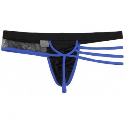 G-Strings & Thongs Men's Sexy Lingerie Bandage Hollowed-Out Thongs G-Strings Underwear - Blue - CQ192W490RY