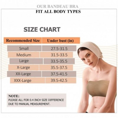 Bras Women's Seamless Bandeau Bra Basic Padded Wire-Free Stretch Tube Top Yoga Bra 1-3 Pack - 2 Pack Beige Gray - CL18S9L6SI3