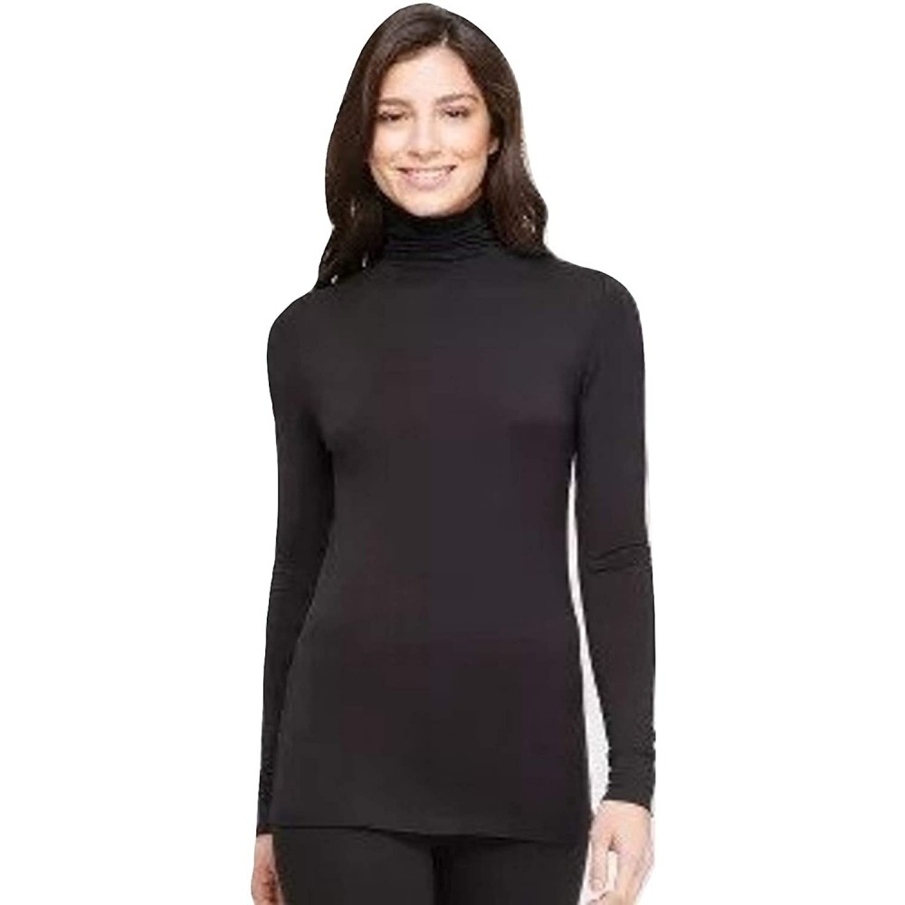 Thermal Underwear Women's Softwear with Stretch Long Sleeve Turtle Neck Top - Black - CF116FX9RCZ