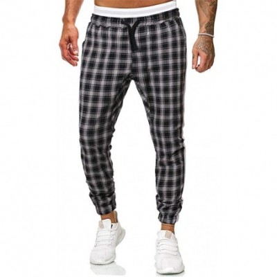 Thermal Underwear Mens Casual Long Pants Stretch Plaid Harem Trousers Slim Fit Track Pants Joggers Tapered Slacks for Gym Run...