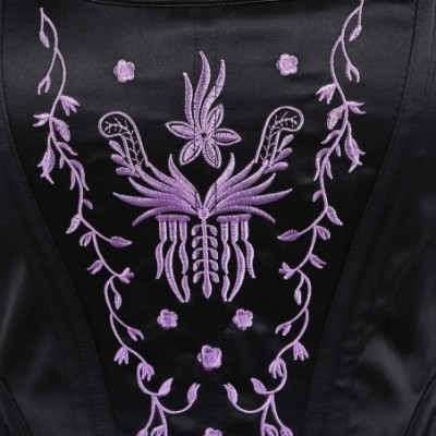 Bustiers & Corsets Women's Boned Vintage Jacquard Corset Shoulder Straps Tank Bustiers Overbust Shaper - Black Purple - C2197...