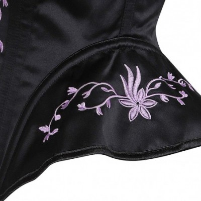 Bustiers & Corsets Women's Boned Vintage Jacquard Corset Shoulder Straps Tank Bustiers Overbust Shaper - Black Purple - C2197...