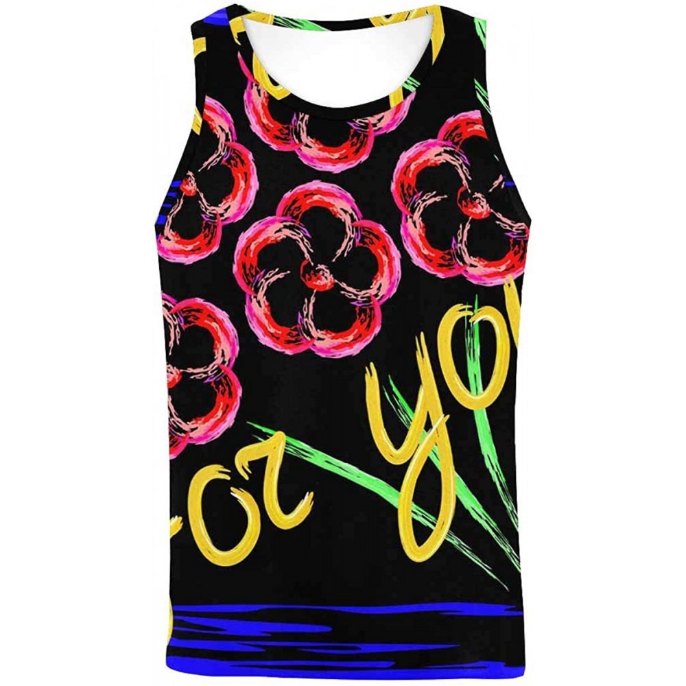 Undershirts Men's Muscle Gym Workout Training Sleeveless Tank Top Colorful Love Heart - Multi6 - CD19CQ98KOW