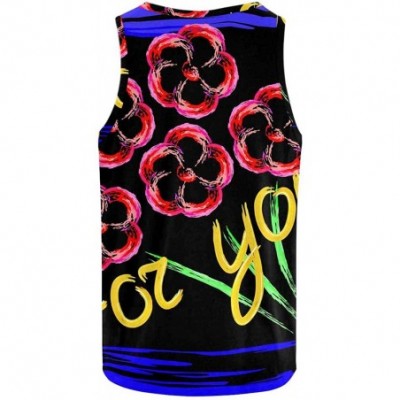 Undershirts Men's Muscle Gym Workout Training Sleeveless Tank Top Colorful Love Heart - Multi6 - CD19CQ98KOW