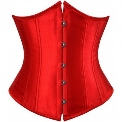 Shapewear Women's Fashion Sexy Vintage Underbust Corset Bustier Waist Cincher with G-String S-6XL - Red - CO12H31D6ZV