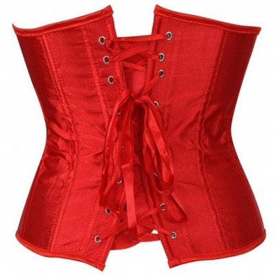 Shapewear Women's Fashion Sexy Vintage Underbust Corset Bustier Waist Cincher with G-String S-6XL - Red - CO12H31D6ZV