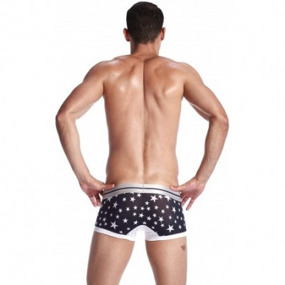 Boxer Briefs Mens Low Rise Sexy Star Trunk Boxer Brief Short Pants Underwear - 2621 Navy - CM11Z27XYTH