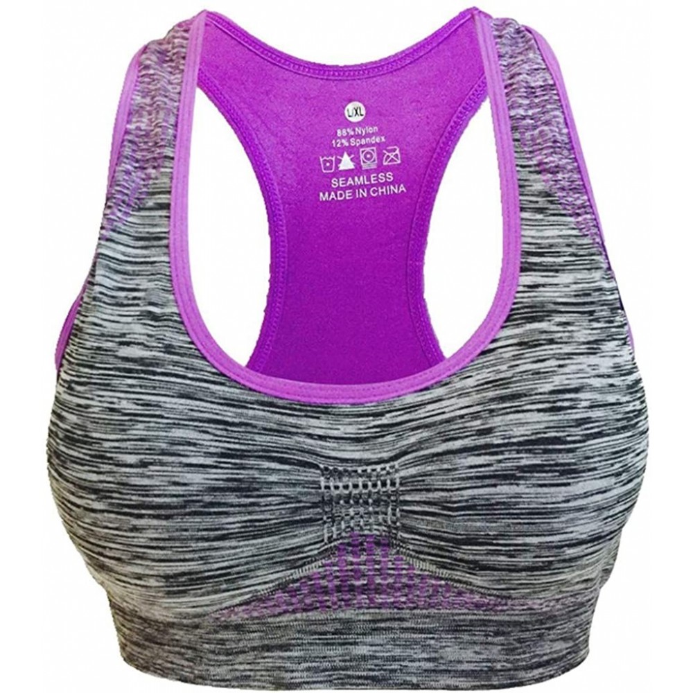 Bras Women Racerback Sports Bras Padded Seamless Workout Gym Activewear Bra Support for Yoga Gym Workout Fitness - Purple - C...