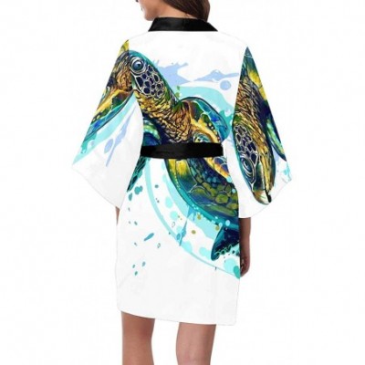 Robes Custom Stormy Ocean Waves Retro Women Kimono Robes Beach Cover Up for Parties Wedding (XS-2XL) - Multi 3 - CA194TDZXOX