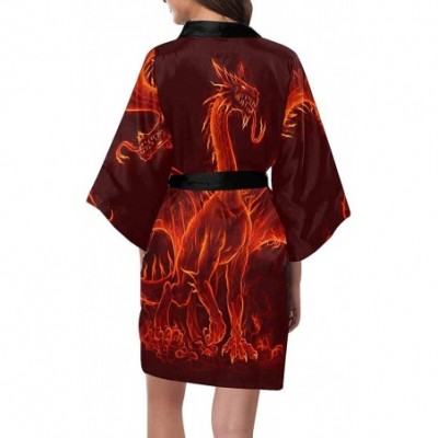 Robes Custom Funny Cartoon Dragon Women Kimono Robes Beach Cover Up for Parties Wedding (XS-2XL) - Multi 5 - C4194XGE9MZ