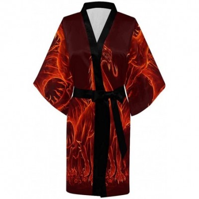 Robes Custom Funny Cartoon Dragon Women Kimono Robes Beach Cover Up for Parties Wedding (XS-2XL) - Multi 5 - C4194XGE9MZ