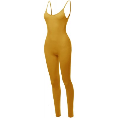 Shapewear Women's Solid Stretch Cotton Sleeveless One Piece Jumpsuit Bodysuit - Fewbsv0015 Mustard - C618O5EL7XC