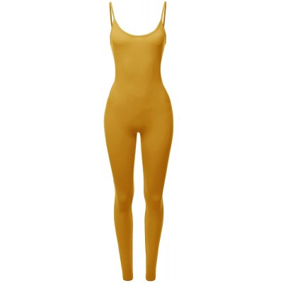 Shapewear Women's Solid Stretch Cotton Sleeveless One Piece Jumpsuit Bodysuit - Fewbsv0015 Mustard - C618O5EL7XC