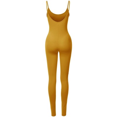 Shapewear Women's Solid Stretch Cotton Sleeveless One Piece Jumpsuit Bodysuit - Fewbsv0015 Mustard - C618O5EL7XC